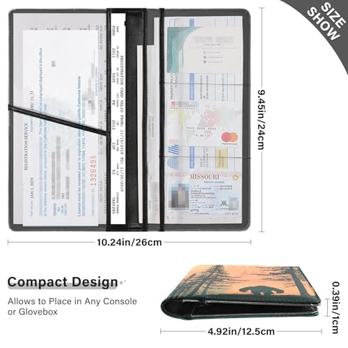 Car Registration and Insurance Holders Shadow Of Sasquatch Print, PU Leather for License Documents Cards3