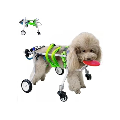 Dog Wheelchair Small Wheelchair 4 Wheels Full Support, Adjustable Injured Assisted Walker Cart, Doggie Limited Mobility Wheel Chair, Animal Exercise Aid(X-Small)