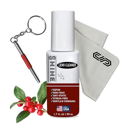 Shine Liquid Cleaner 1.7oz Spray Powered by SIBERIAN USA (1), Fabric Cloth, (1) Screwdriver for Camera, Devices, Eyewear Lenses 50ml