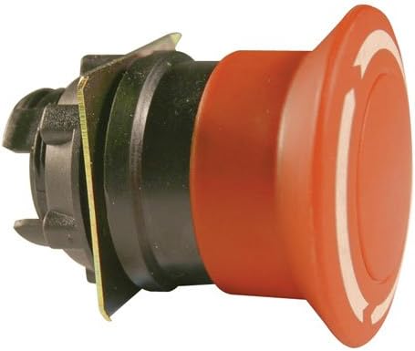 22mm Push Button Body, Thermoplastic, Mushroom, Red, Push-Turn Release, 30mm, Round Arrow Marking (Requires Auxiliary Contact Block for Proper Operation)
