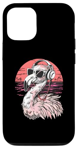 iPhone 15 Pink Flamingo Lover Techno Music Headphones DJ Flamingo Bird Case