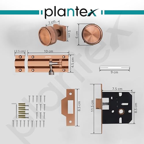 Plantex Heavy Duty Door Lock – Bathroom Door Lock/Mortise Keyless Knob Handle Set for Home/Bathroom/Store Room/Balcony/Office with Baby Latch (604 - PVD Rose Gold)