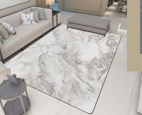 Marble Taupe Elegance Rug, 5×8 ft – Washable 6 mm Thick Soft 100% Polyester Modern Marble Design Area Rug, Non‑Slip & Fade‑Resistant, Ideal for Living Room & Bedroom