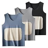Maillot de corps thermique sans manches pour homme avec design en polaire : le gilet en velours pour sous-vêtements thermiques pour hommes est fabriqué en polaire thermo-shaker épaisse, douce et confortable et emprisonne la chaleur pour garder le corps au sec et offre une bonne élasticité. qui continuent à bloquer la température par temps froid, convient pour l'automne et l'hiver