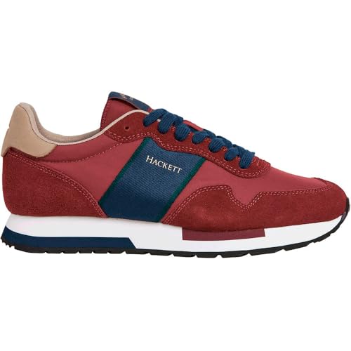 Hackett London Para Hombre. HMS200033 Zapatillas Keston Heritage Burdeos (41), Plano, Cordones, Casual - 3