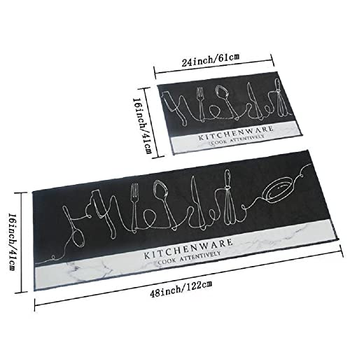 Image of HomeCloud Anti Fatigue Kitchen Rug Printed Thick Anti Slip, Washable, Big Size, Designer Folding Kitchen Mat for Home BedroomStandard Size (41 x 122 cm 41 x 61 cm) ( Kitchen Folk WHI bla)