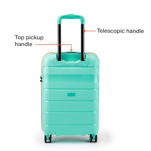 Image of Nasher Miles Jupiter Hard-Sided Polypropylene Cabin Luggage 20 inch | 55cm | 8 Wheels Small Trolley Bag for Travel | Suitcase (Teal)