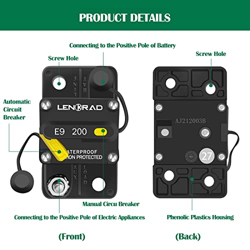 Lenkrad 200 Amp Marine Circuit Breaker With Manual Reset Switch Button For Boat Marine Rv Yacht, 12V - 48V Dc, Waterproof, Surface Mount(200 Amp Circuit Breaker) #TOP4