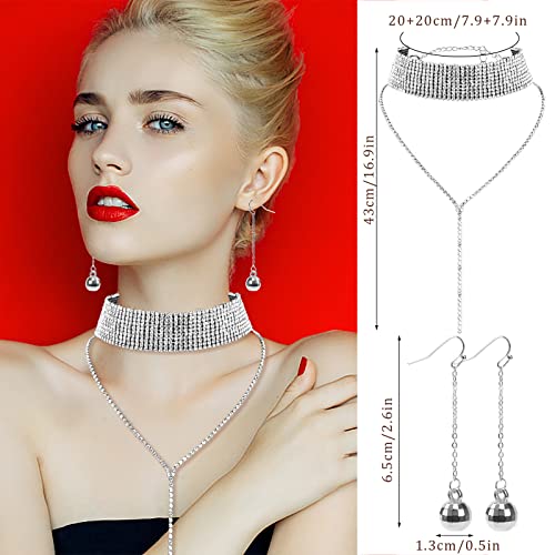 7 Pcs Silver Disco Set 1970s Disco Accessories Disco Set Square Sparkling Sunglasses Wire Metal Coil Bracelets Glitter layered necklace Metal Mesh Grid Tassel Dangle Earrings Sequin Headband2