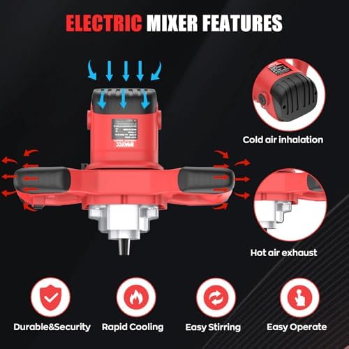 Bild 3 - IMAYCC 2100W Mörtelrührer Elektrischer Betonmischer,Rührwerk Beton Mit 6-Gang- Drehzahlregulierung,Quirl Mörtelrührer M14,Rührgerät Mörtel,Rührwerke Für Mischen,Farbe, Zement,Futtermittelgips