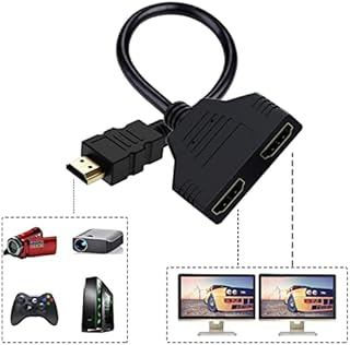 HDMI Splitter Adapter Cable -HDMI Splitter 1 in 2 Out HDMI Male 1080P to Dual HDMI Female 1 to 2 Way, for HDMI HD, LED, LCD, TV,Support Two TVs at The Same Time(1 HDMI Source to 2 HDMI Displays)