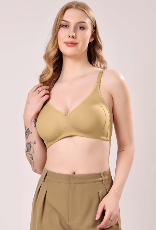 Image of London Hills Regular Bra for Women Everyday Non Padded Wire Free Full Coverage Cotton Blend