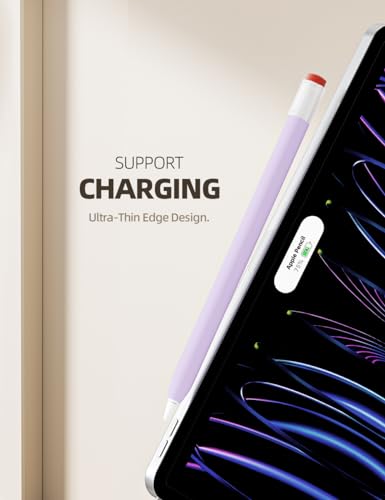 3 Pack Pencil Skin Silicone Case with 6 Tip Cover Compatible with Apple Pencil 2nd Generation,Supports Magnetic Charging and Double Tap,Compatible with iPad Pro 11 12.9 inch,Purple - Thumbnail 3