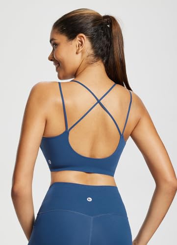 Image of baleaf everleaf Women's Sports Bra Longline, Molded Cup Yoga Bra Thin Strap Low Impact Workout Crop Tank Tops
