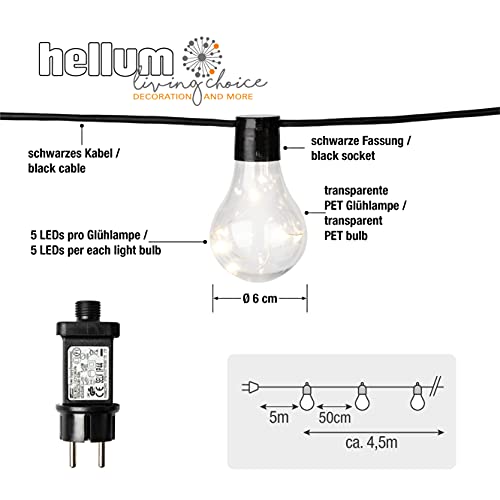 hellum LED Lichterkette Glühbirnen warmweiß, 10 LED, für außen mit Trafo – Bild 3