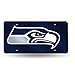Rico Industries NFL Seattle Seahawks Laser Inlaid Metal License Plate Tag, Navy, 6" x 12"