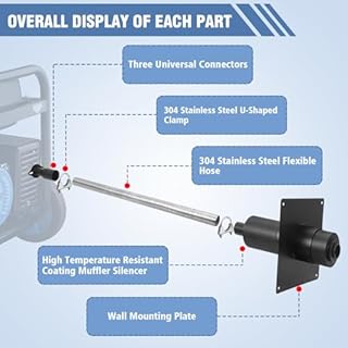 Generator Exhaust Extension Kit, Generator Silencer Kit with Three Adapters, Generator Muffler Silencer Kit (Must Be Used in Shed Box) Exhaust Noise Reduce 80% (Black, 25.51" Flexible Hose)
