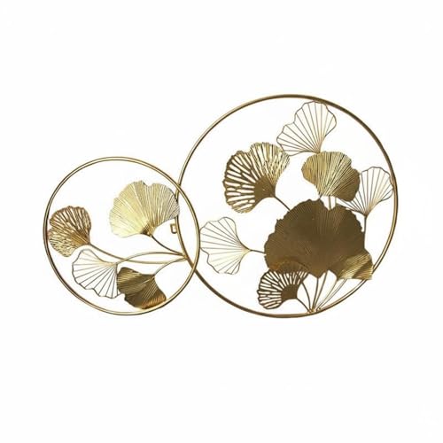 Décoration murale ginkgo biloba en métal doré de 100 cm pour objet décoratif intérieur