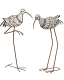 TERESA'S COLLECTIONS Figura de Animal Pajaros para Jardín, Escultura Rústica para el Patio, Figuras Arte para Exterior Juego de 2