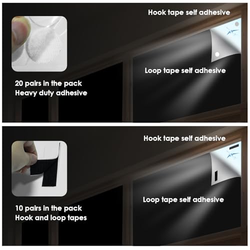 Portable Blackout Curtains 57" W x 79" H, Travel Darkening Blackout Shades, No Drill Easy Install Silver Reflective Blackout Fabric for Windows with Velcro Tape,Measuring Tape & Marker for Bedroom RV by OKEDUO - Used condition - Image 6