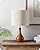 GOEBLESON Small Table Lamp, 14.2" Cute Little Desk Lamp with Wood Bottle-Shaped Base & Beige Linen Lampshade, E26 Base, Bulb Not Included, Bedside Lamp for Small Space, Bedroom, Dark Natural LE09TL05