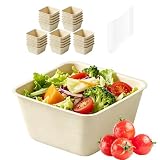 Shyllin Einwegbecher aus Papier mit Löffeln, kompostierbare Schalen für Eiscreme, Salat, heiße Suppe, Pasta und Dessert (130ml Ice Cream Cup + SpoonS, 50 packs)