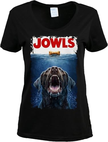 Labrador Retriever Chocolate Jowls Funny Dog Mom T-Shirt - Lab Dog Owner Humor Joke Gift Novelty Tee Shirt for Women - (Vneck,S)