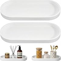 2 Stück Badezimmer Tablett Deko, Weiß Silikon Ablageschale Badezimmer Organizer Modern, Dekotablett für Wohnzimmer, Schlafzimmer, Toilette, Waschbecken, Badewanne und Küchenspüle (Oval)
