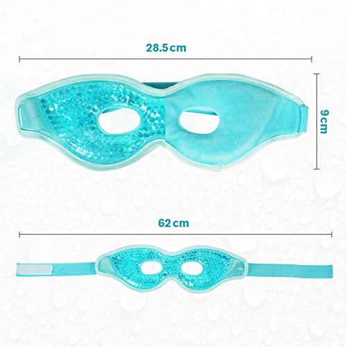 ACWOO Augenmaske Kühlend Kühlbrille, Cooling Eye Mask für Heiße Kältetherapie Geschwollene und Müde Augen, Augenringe, Migräne(A-Blau)