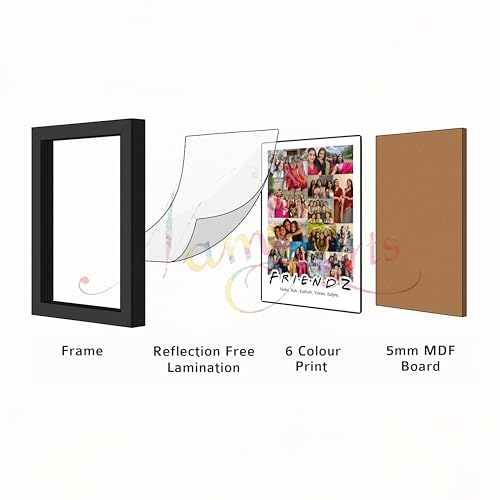 Image of Personalized FRIENDZ Portrait Multiple Pictures Collage Photo Frame | Customised Gift for Best Friends, Girls, Cousins & Travel Memories | Birthday, Farewell, Anniversary | Glare-Free Laminated Wooden Frame | Sizes - A5 /A4 /A3