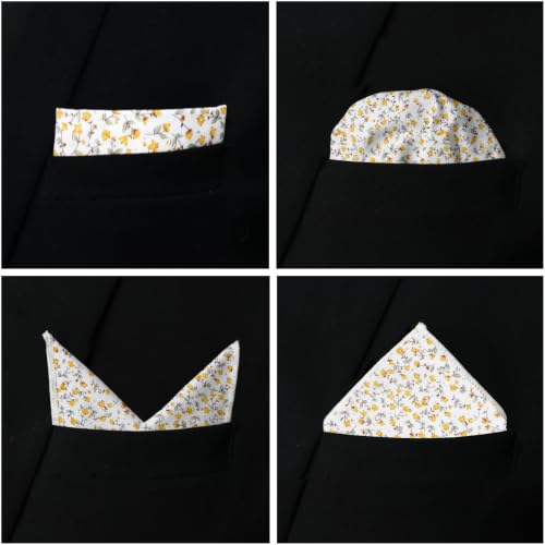 Image of Floral Pocket Squares for Men with Holder Printed Flower Mens Handkerchief Cotton Suit Pocket Hanky for Wedding