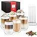 Produktbild glastal 350ml Doppelwandige Latte Macchiato Gläser Set Borosilikatglas Kaffeetassen Glas 6er Set Kaffeeglas Teegläser für Cappuccino,Latte,Tee,EIS,Eistee,Iced Americano,Milch,Saft,Bier
