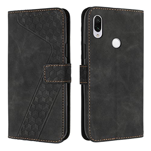 OKZone Kompatibel mit Xiaomi Redmi 7/Xiaomi Redmi Y3 Hülle, PU Leder Handyhülle Tasche Wallet Schutzhülle Flip Cover Klappbar Stoßfeste Brieftasche Etui mit Magnet Kartenfach TPU Lederhülle (Schwarz)