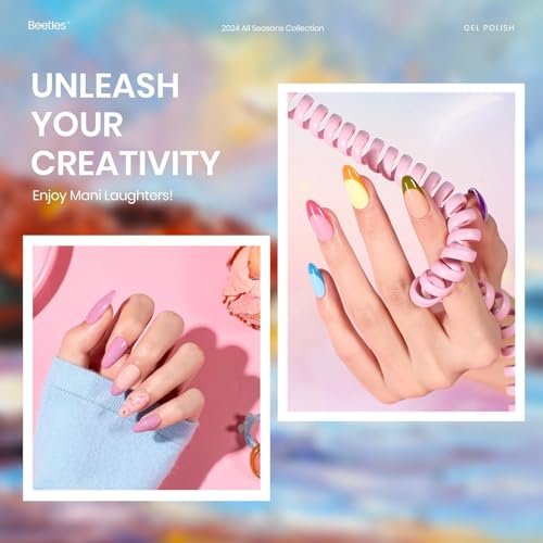 beetles Spring Gel Polish Set - Fingertip Palette, 32 Colors Valentines Polish Set with Base Top Coat Pink Red Blue Purple Brown Yellow Green Black White Uv LED Lamp Nails Gifts for Women