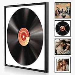 5 Pack 12″ Black Vinyl Record Frame for the Wall Display, Album Frames for Vinyl Records & LP Covers 12 Inch, Display Pictures 10×10 with Mat or 12.5×12.5 Without, Wall Hanging Album Cover Frames - Les Beatles, Paul McCartney, John Lennon, RIngo Starr, George Harrison