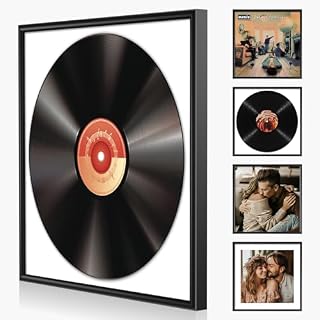 5 Pack 12″ Black Vinyl Record Frame for the Wall Display, Album Frames for Vinyl Records & LP Covers 12 Inch, Display Pictures 10×10 with Mat or 12.5×12.5 Without, Wall Hanging Album Cover Frames - Les Beatles, Paul McCartney, John Lennon, RIngo Starr, George Harrison