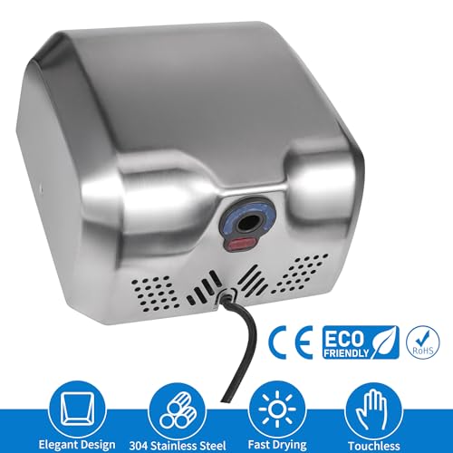 Goetland Stainless Steel Commercial Hand Dryer 1800w Automatic High Speed Heavy Duty Dull Polished - Thumbnail 3