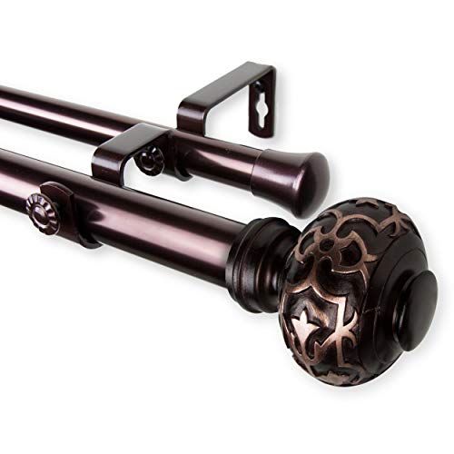 Rod Desyne 1" Maple Double Curtain Rod, 66-120 Inch, Bronze #TOP7
