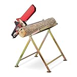 Relaxdays Caballete Leña con Soporte para Motosierra, Banco Cortar Madera, hasta 120 kg, Metal, 86 x 88 x 73 cm, Dorado