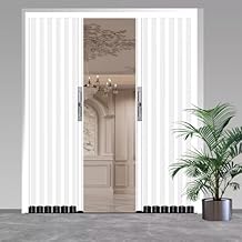 White Multifold Interior Doors, Double Folding Door Fitting Set for 59/72/75/80/93 In Wide Openings, Aluminum Alloy Interior Folding Accordion Door, Bi Fold Sliding Door with Lock and Key175x230cm69