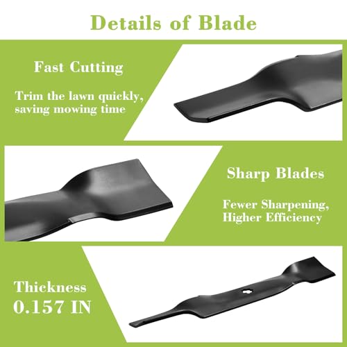 AM137757 GX21784 48 inch Mower Mulching Blade For John Deere 48 inch mower blades Replace John Deere D140 E140 D160 E160 E170 E150 LA145 LA140 LA155 155C 48" Deck GY20852 AM137757 AM141035 (3Pack) — view 5