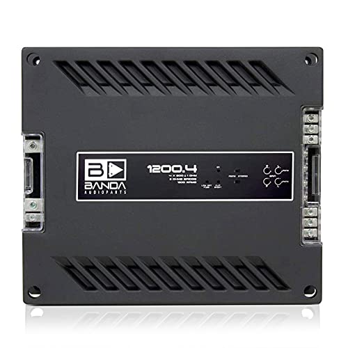 BANDA 4-Channel Vehicle Audio Amplifier - 300 Watts D Class High-Powered Mono Amplifier w/Subsonic Filter & Low Pass Filter Stable @ 1 Ohm, LED Indicators, Sound Specialization - BANDA 1200.41OHM
