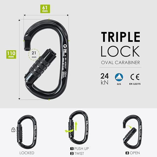 GM CLIMBING Hitch Slack Tending Pulley Kit for Double Rope Climbing System Basic Unit of General Hauling, Red Micro Prusik Minding Pulley, Triple Lock Oval Carabiner, Kevlar & Polyester Hitch Cord