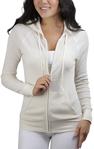 ToBeInStyle Women’s Long Sleeve Full Zip Hoodie Jacket Lightweight w/Pouch
