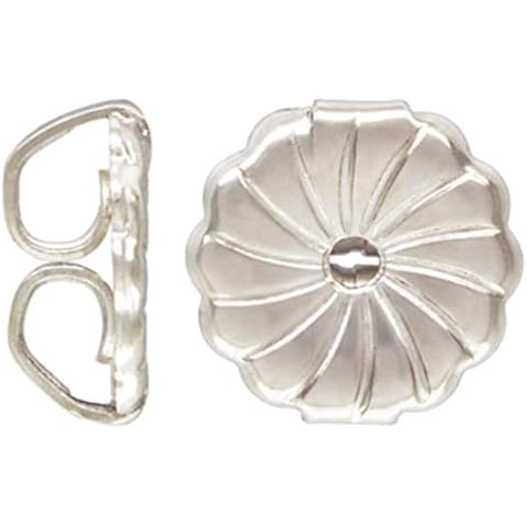 JensFindings 24 Qty. Sterling Silver Premium Earring Backs (7.2x7mm Earnuts) with Swirl, Made in USA Cover