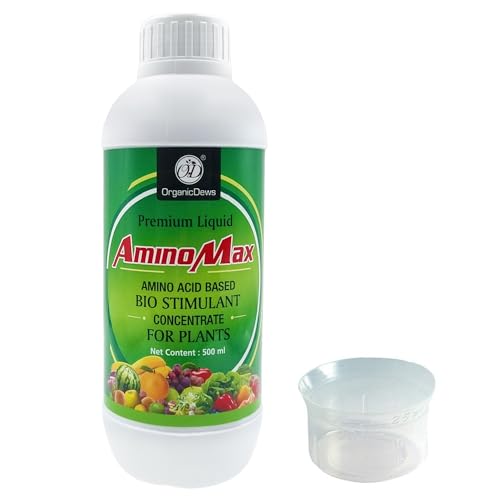 Image of OrganicDews Amino Fertilizer (Plant Protein Hydrolysates) Fertilizer Based Bio Stimulant Concentrate for Plants 500 ml with Measuring Cup 25 ml - Plant Growth and Yield Booster 500 ml