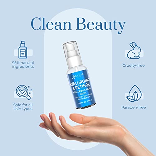 Clear Beauty (Formerly Clair) Hyaluronic Acid & Retinol Face Serum - Lightens Dark Spots, Anti-Wrinkle, Moisturizing & Hydrating Facial Serum - Cruelty Free Korean Skincare For All Skin Types #TOP4