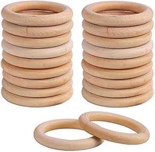 Wooden Rings, 20 Pcs Natural Wood Loop Ring Pendant Connectors for Craft DIY Jewelry Making (70 mm)