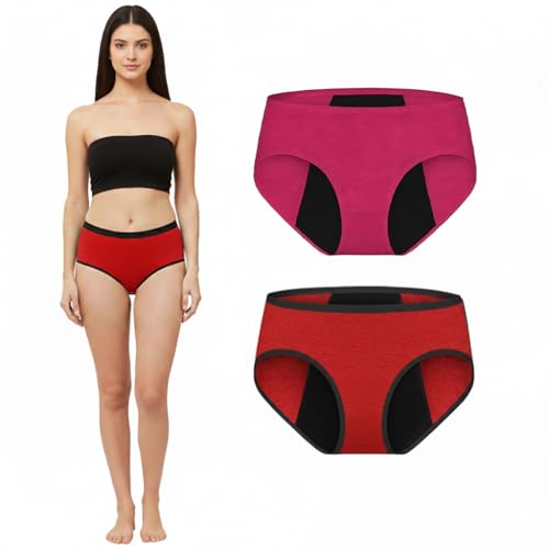 Image of DIVING DEEP Women's Period Panty | Pack of 2 Leakproof Menstrual Underwear | Heavy Flow Protection | Reusable & Washable Period Panties for Women & Teens
