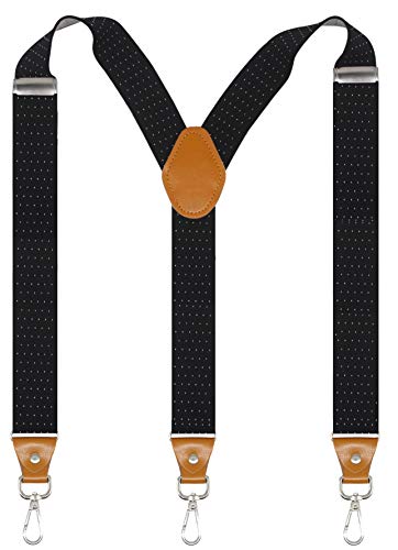 Image of Mens Suspenders with 3 Swivel Hooks Belt Loops 1.4 Inch Wide Heavy Duty Adjustable Braces